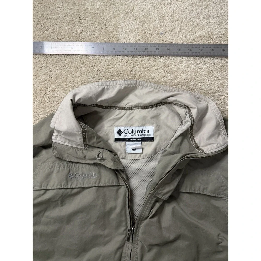 Columbia Sportswear Windbreaker Jacket Y2K XL Olive Green‎ Lightweight Full Zip
